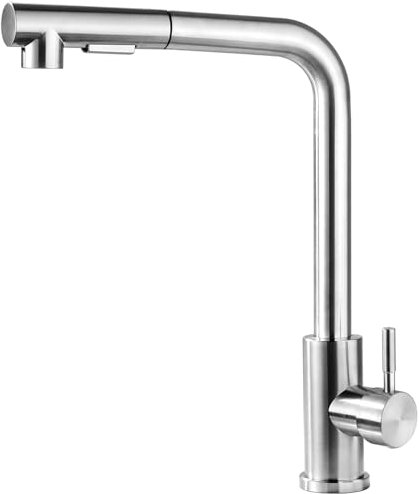 Grifo de cocina con pulverizador hacia abajo, DUOJIN de acero inoxidable, mango único, 3 o 1 orificio, grifos de lavabo, adecuado para lavandería Rv Bar