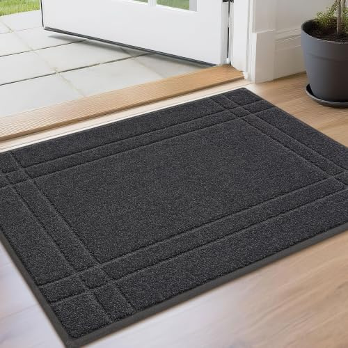 JSEI Schmutzfangmatte Innen – Geruchsfrei & Für Fußbodenheizung Geeignet | Fussmatte für Hund, rutschfest & Waschbar, 50 x 80 cm, Dunkelgrau