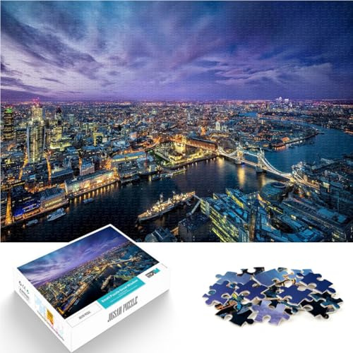 Puzzle für Erwachsene, 1000 Teile London UK Stadtbild Nacht Aus Karton，für Kinder ab 14 Jahren Denksportaufgabe-Spiel Geschenkideen。Größe：26x38cm/10.2x14.9Zoll