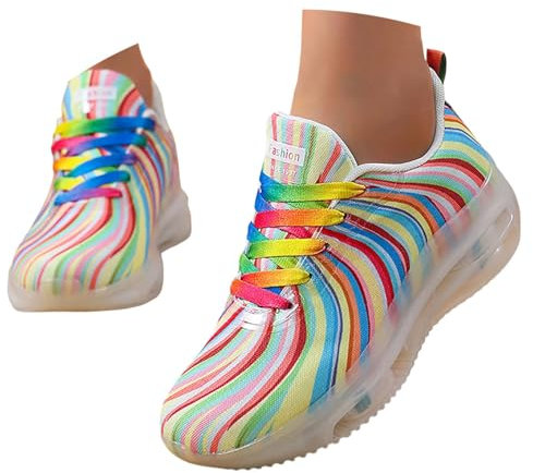 Zapatillas de lona para mujer, para tiempo libre, playa, escuela, yoga, cómodas, antideslizantes, diseño deportivo para primavera y verano, multicolor, 39 EU Ancho