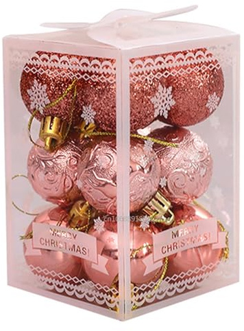 Boules De NoëL Boules de noël 4cm, 12 pièces, Boules d'arbre suspendues, décoration Suspendue en Plastique, Accessoires fête et Nouvel an, décor d'ornement(Rose Gold)