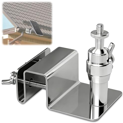 Tmefoy Dachrinnenhalterung für Eufy Solarpanel Halterung, 360 Grad Verstellbare Ring Halterung Edelstahl Dachrinnen Kamera Halterung für In/Outdoor, kompatibel mit 1/4 Schraube Kamera