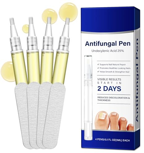 Bolígrafo para hongos en las uñas de los pies, bolígrafo reparador con extractos naturales de plantas para uñas dañadas, rotas y gruesas. Uñas de los pies. Paquete de 4