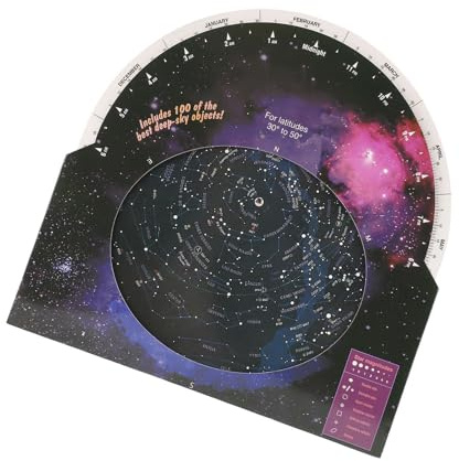 POENVFPO Star Map Guide, Star Planisphere Wheel Stargazing Tool for 30‑50 Degrees North Latitude