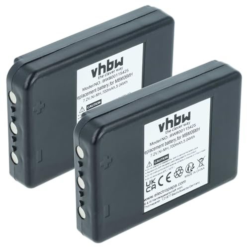 vhbw 2X Akku Ersatz für Autec MBM06MH für Industrie-Funkfernsteuerung Fernbedienung (700 mAh, 7,2 V, NiMH) - Schwarz