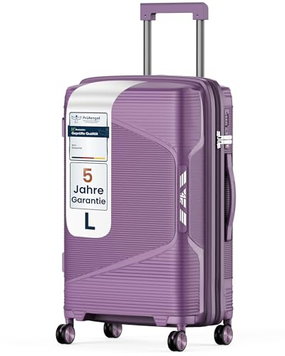 4FLY Leichter Hartschalen-Reisekoffer L - Groß 64 cm (61L) – Trolley Koffer mit TSA-Schloss, Doppelrollen, Aluminium-Teleskopgriff & Doppelreißverschluss, Aufgabegepäck Reisegepäck
