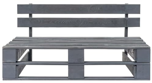kithwjll Outdoor-Bank Paletten Holz Grau aus imprägniertem Kiefernholz 110x65x55 cm wetterfest für Garten Balkon Terrasse Sitzbank ohne Lehne langlebig und pflegeleicht rustikaler Charme