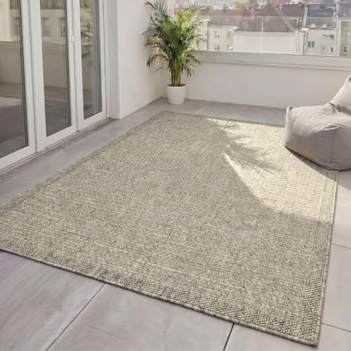 benuta Basic In- & Outdoor Teppich Wohnzimmer Iowa - Dunkelgrau 300x400 cm - Boho Jute-Look wetterfest für Balkon, Terrasse - Schlafzimmer, Küchenteppich & Wohnzimmerteppich - Strapazierfähig & Robust