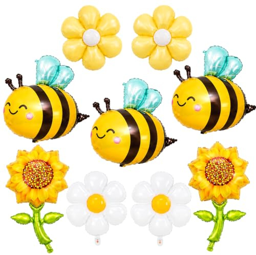 Catelves Bienen Folienballon Set Kindergeburtstag Deko Blumen | biene geburtstag honig bienenparty waldtier blumenwiese kinderfest mädchen partyzubehör sommerfest diy dekoration