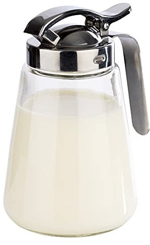 APS 765 Allzweckgießer, Glasgießer mit Edelstahl Schraubdeckel, Gießer für Honig, Kaffeesahne oder weitere Flüssigkeiten, 8,5 x 12 cm, 13 cm Höhe