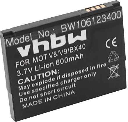 vhbw batteria compatibile con Motorola U9, ZN5 Zine, V9 smartphone cellulare (600mAh, 3,7V, Li-Ion)