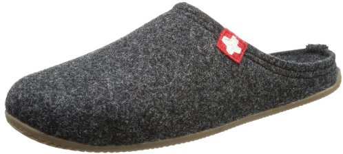 Living Kitzbühel Unisex-Erwachsene Pantoffel Schweizer Kreuz mit Fußbett Pantoffeln,Grau (Anthra 600), 46 EU