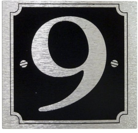 Rowan House or Gate Number '9' - Self Adhesive Silver on Black
