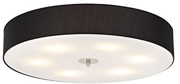 Qazqa - Modern Country Deckenleuchte I Deckenlampe I Lampe I Leuchte schwarz 70 cm - Drum mit Schirm I Wohnzimmer I Schlafzimmer - Textil Rund - LED geeignet E27