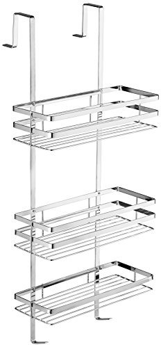 TecTake Estantería de ducha, estantería de baño, estantería suspendida de 3 pisos, bandeja de ducha, cesta de ducha sin orificios y de acero inoxidable