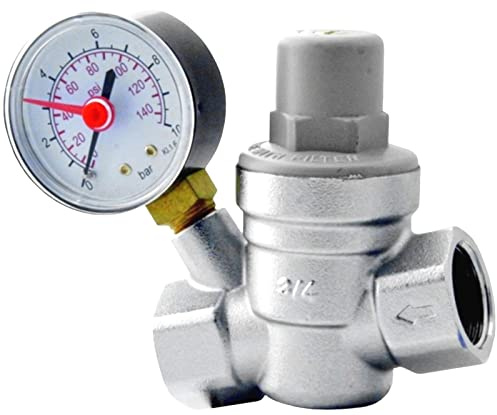Water Pressure Reducing Valve 1/2 Female for 15mm Pipe with Gauge