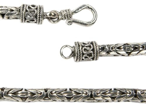 Drachensilber Königskette Luxus Schmuck 4mm stark, Länge: 45cm, rund aus 925 Sterling Silber gefertigt, Silberkette Halskette
