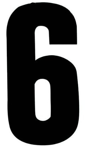 Self Adhesive Wheelie Bin Numbers 17cm - 6 - Black