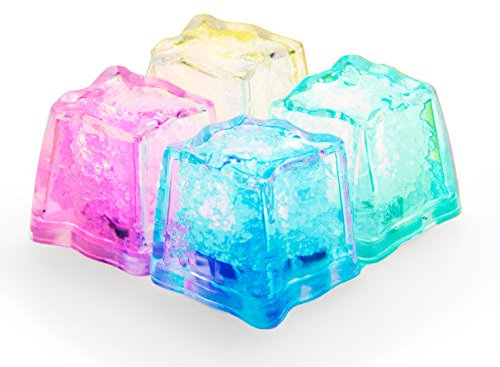 LED-Highlights 9er Set Eiswürfel Beleuchtet Bunt Gemischt - Blinkend Leuchtend Ice Cubes in Gelb, Rot, Grün, Blau