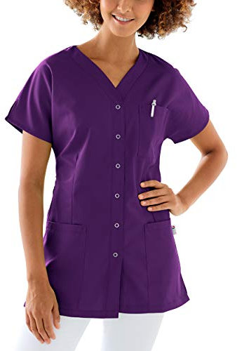 CLINIC DRESS Kasack Damen 1/2 Arm Druckknöpfe mit Brusttasche Seitentaschen Seitenschlitze 95° Wäsche lila, M