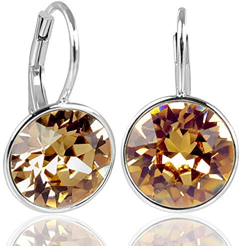 NOBEL Silber-Ohrringe 925 Sterling Silber EU Kristalle Topaz - schlicht modern