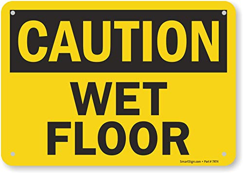 SmartSign Schild Caution - Wet Floor, 17,8 x 25,4 cm, Kunststoff