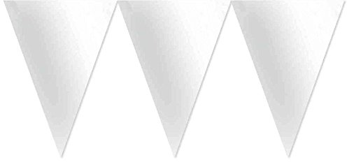 Amscan 120099-08-55 - Wimpelkette aus Papier, weiß, Größe circa 457 x 17,7 cm, Fahnenkette, Hängedekoration, Kindergeburtstag, Mottoparty, Karneval