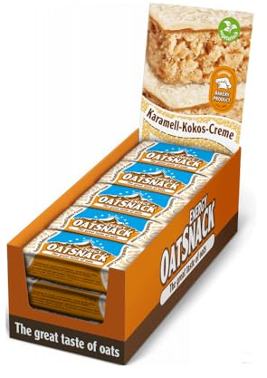 EnergyOatSnack Karamell-Kokos-Creme (15x65g) | Kohlenhydrat Energieriegel mit Haferflocken für Sport & Freizeit | Langanhaltende Energie & leckerer Geschmack | Handgemacht & Veggie | Das Original