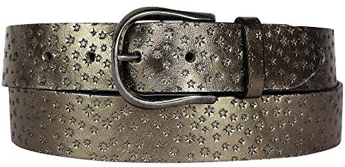 Vanzetti Strong Desert Vintage Damengürtel mit Sternen, Silbergrau, 100 cm