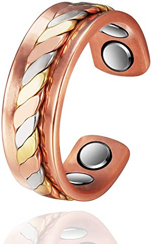 Wollet Jewelry - 3-farbiger magnetischer Kupferring für Arthritis für Herren