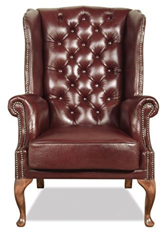 Casa Padrino Chesterfield Echtleder Ohrensessel Dunkelrot 80 x 80 x H. 110 cm - Luxus Sessel