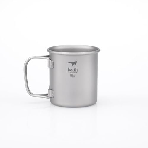 Keith Ti3200 Tasse à eau pliable en titane pour extérieur, sans couvercle, ultra légère, transportable, 40 g, 220 ml