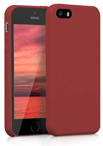 kwmobile Case Compatible with Apple iPhone SE (1.Gen 2016) / iPhone 5 / iPhone 5S Case - TPU Silicone Phone Cover with Soft Finish - Dark Red