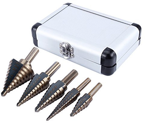 Juego de brocas de titanio HSS con caja de aluminio, 5 unidades