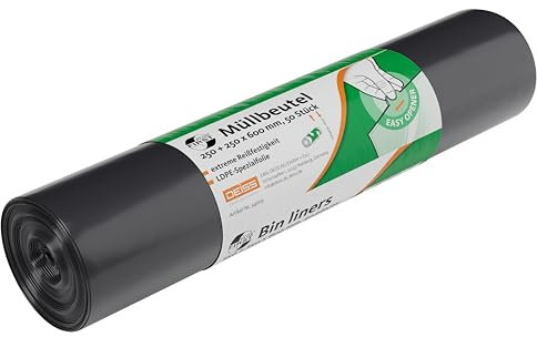 DEISS FIRST PLUS aus LDPE, 1A-Materia, 30 l, grau, 50 Stück/Rolle