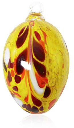Lauschaer Glas Ostereier aus Glas mit Granulat verschiedene Größen und Sets mundgeblasen handgeformt (d 5cm L 8cm, Gelb)