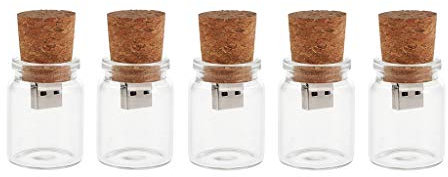 Hsthe Sea 5 Pack 16 GO Mignon Flash Drive USB 2.0 Bocaux De Stockage Boîte Unique Bocal en Verre Bouteille et Liège Memory Stick Pen Drive Cadeau De Mariage Électronique Fantaisie
