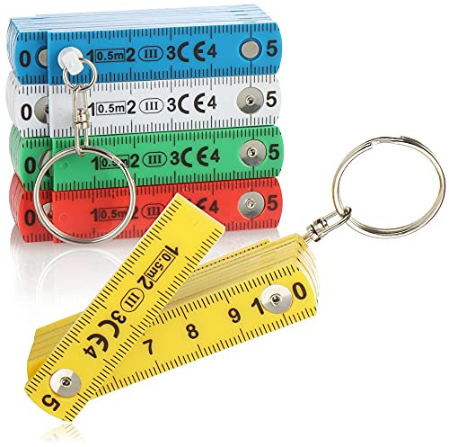 com-four® 5X Mini règle Pliante comme Un Porte-clés en Plastique - règle Pliante 50 cm avec 10 maillons - Mini Metre (05 pièces - 50cm de Couleur)