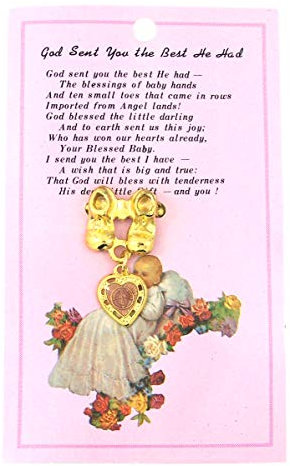 Babyfüße mit rosa Medaille in Herzform, 4,5 cm, Pink