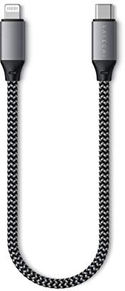 SATECHI Cable de Carga USB-C a Lightning 25 cm, Trenzado y resistente con Certificado MFi, Compatible con todos los modelos de iPhone 14 y anteriores y AirPods con conector Lightning