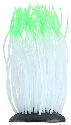 Zerodis Simulation Leuchtende Seeanemone, Aquarium Künstliche Silikon Seeanemone Dekoration für Süßwasser Salzwasser Aquarium(Green)