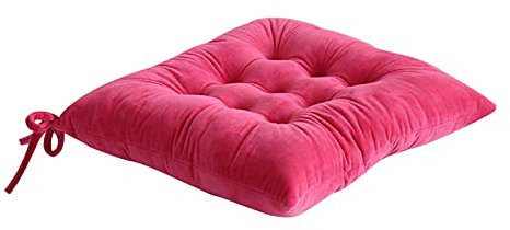 JLWM Sitzkissen Einfarbig Kristall Samt, Sitzauflage Plüsch PP Baumwolle Stuhlkissen Mit Krawatten Verdicken Für Essensstuhl Tatami-Rose Rot-42x42cm