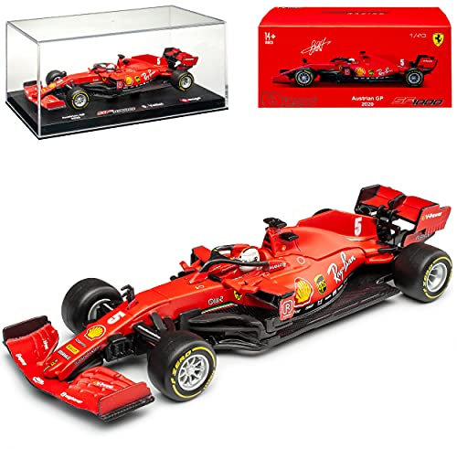 Ferrari SF1000 Nr 5 Sebastian Vettel Saison 2020 Austrian GP mit Helm und Sockel mit Vitrine 1/43 Bburago Modell Auto