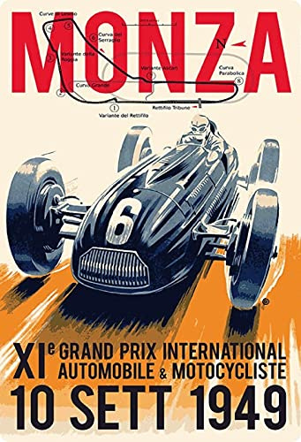 Metall Schild 20x30cm Monza 1949 Grand Prix Auto Retro Blechschild
