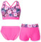MSemis Bikini Niña de Playa Bañador Flores de Natacion Traje de Baño niña de Tres Piezas Crop Top+Braga+Pantalónes Cortos Ropa de Baño Fucsia 15-16 años