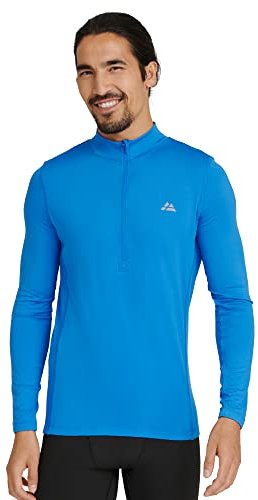 DANISH ENDURANCE Cycling Jersey Long Sleeved, Rear Pockets, Reflective Details, for Men, Blue, XL