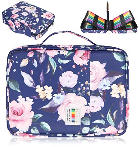 AYVANBER Große Federmäppchen 220 Slots Buntes Mäppchen Gelschreiber Federmäppchen oder 220-Farben Bleistifte Gel-Marker Stifteetui Box für Studenten Erwachsene Künstler (Blaue Rose)