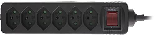 InLine® Multiprise Suisse 6 Prises avec Interrupteur, 1,5 m, Noir