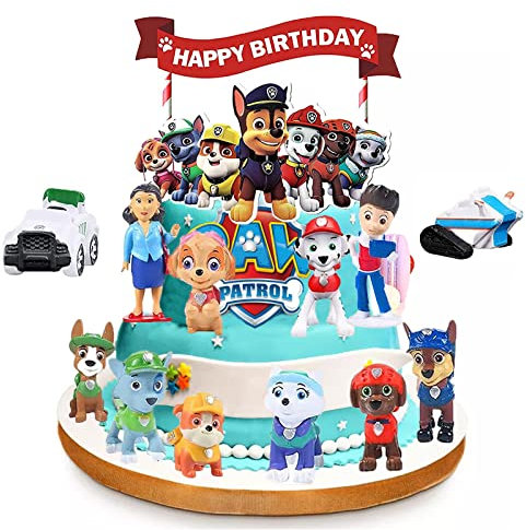 ysister Paw Patrol Tortenfiguren,15 Stück,Paw Dog Patrol Cake Topper,Happy Birthday Cake Toppers,Kuchen Deko,Paw Dog Patrol Birthday Party Supplies,Party Torte Deko Supplies für Kinder