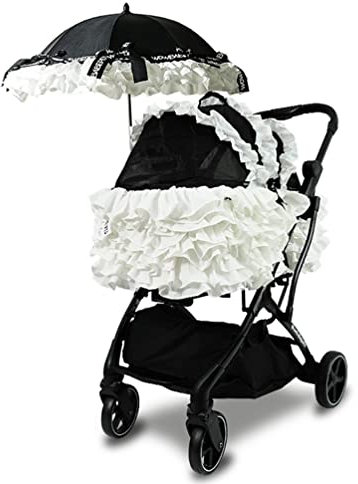 Hundewagen Hundebuggy Luxuriöser Haustier-Kinderwagen Mit Regenschirm, Weißer Rock-Haustier-Reise-Jogging-Kinderwagen, Haustier-Wagen Mit Freistehender Haustier-Transportbox (Color : Black+White)